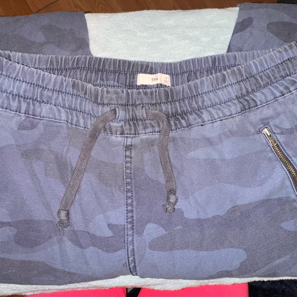 TNA Blue Track Pants with Elastic Waistband and Drawstring